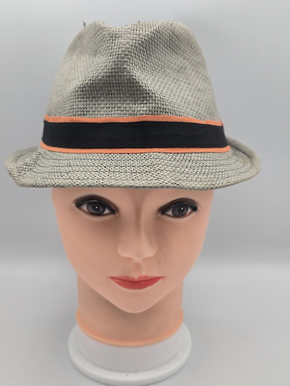 Unbranded Boys Gray Straw Trilby Fedora Hat